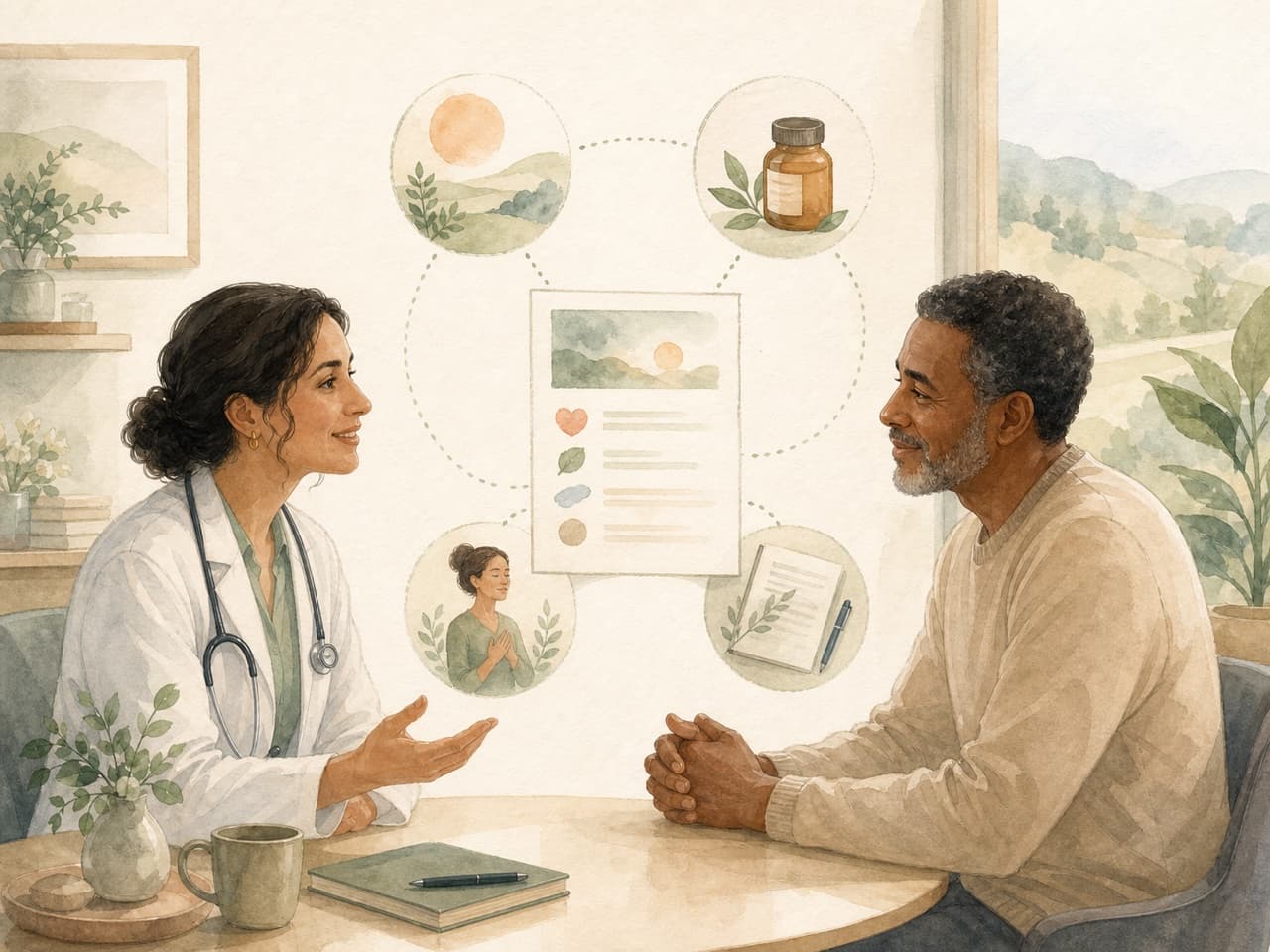 A concise patient summary helping a clinician and patient begin a focused conversation.