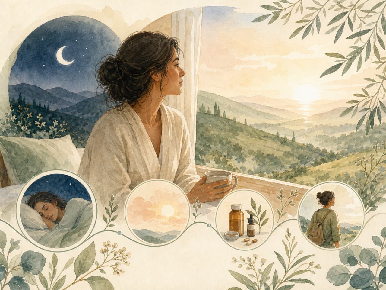 A patient at dawn seeing sleep connect gently with mood, medication, and daily energy.
